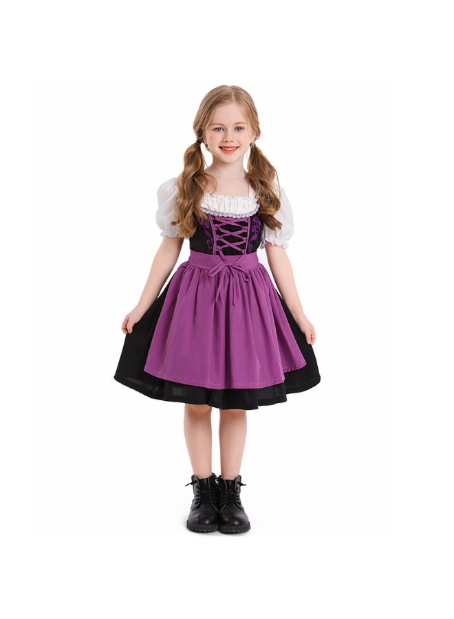 NIBEMINENT German Oktoberfest Dirndl Dress for Girls | Traditional Bavarian Costume Set with Apron | 2-Piece Beer Festival Outfit for Halloween, Cosplay, Themed Parties (Ages 3-16 Years) - Image 1
